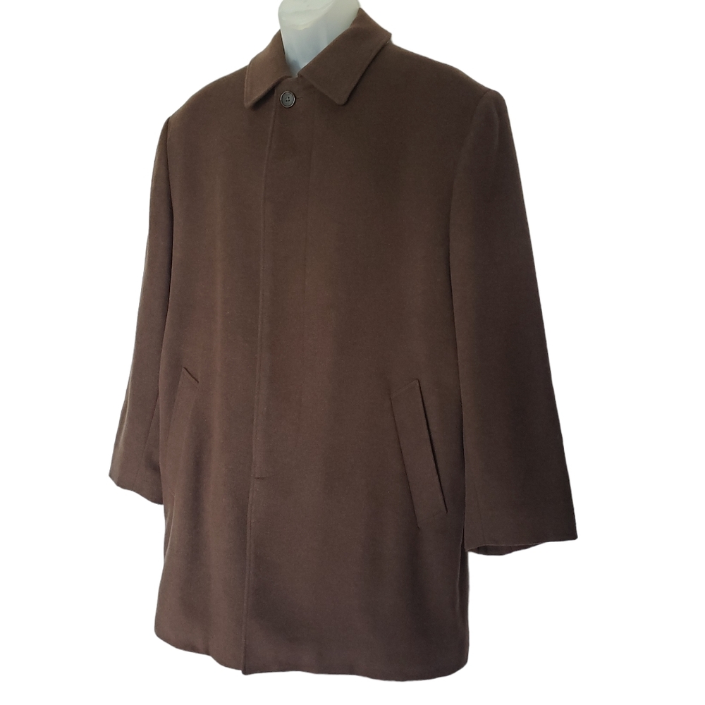 Pronto Uomo Overcoat Mens Size 40 S Brown Wool Button Front Classic Professional